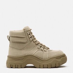 Zara NWT flat fabric ankle boot